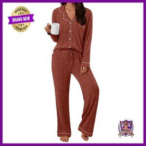 Women's Soft Long Sleeve Pajama Set Fuzzy Lounge Sleepwear 2-Piece